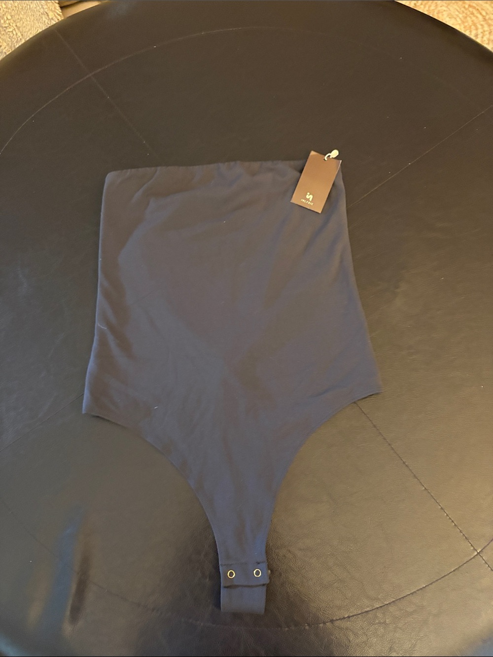 Strapless Black High-Waist Bodysuit with Snap Closure